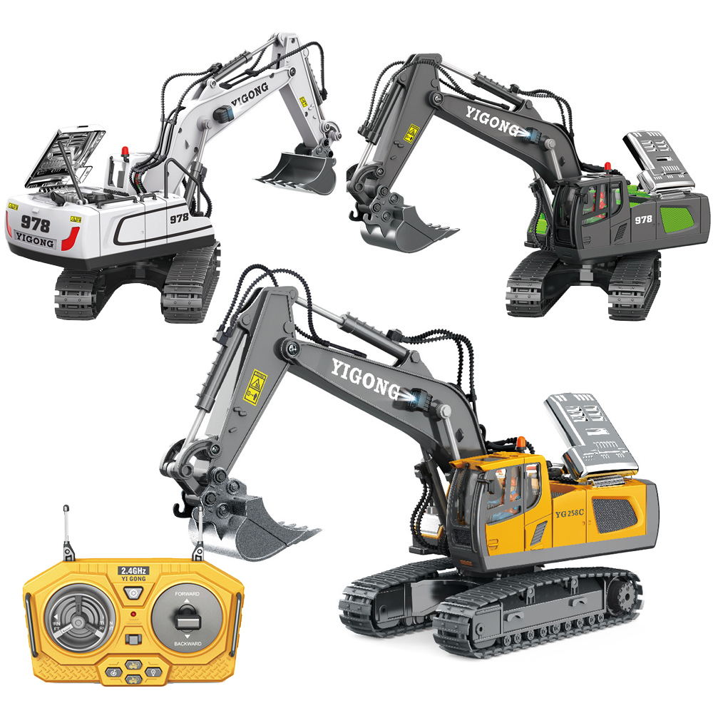 Alloy Diecast Excavator Toys Rc Excavator Toy 2.4ghz 1/20 11 Channel Rc Excavator Truck Toy Remote Control 