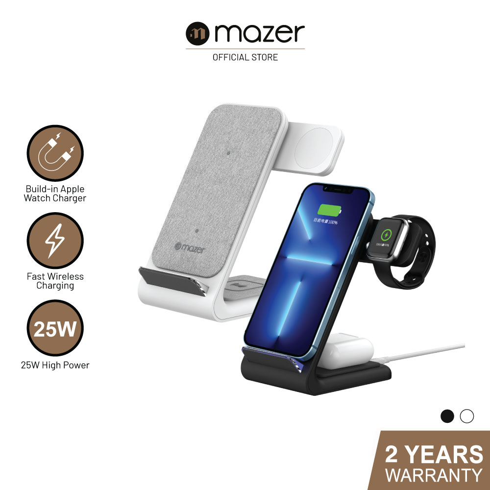 Mazer / Infinite.Boost 23W 3-in-1 Wi.DESK SWING  Wireless Charging Stand w Apple Watch Charger-Black / 2 Years Warranty