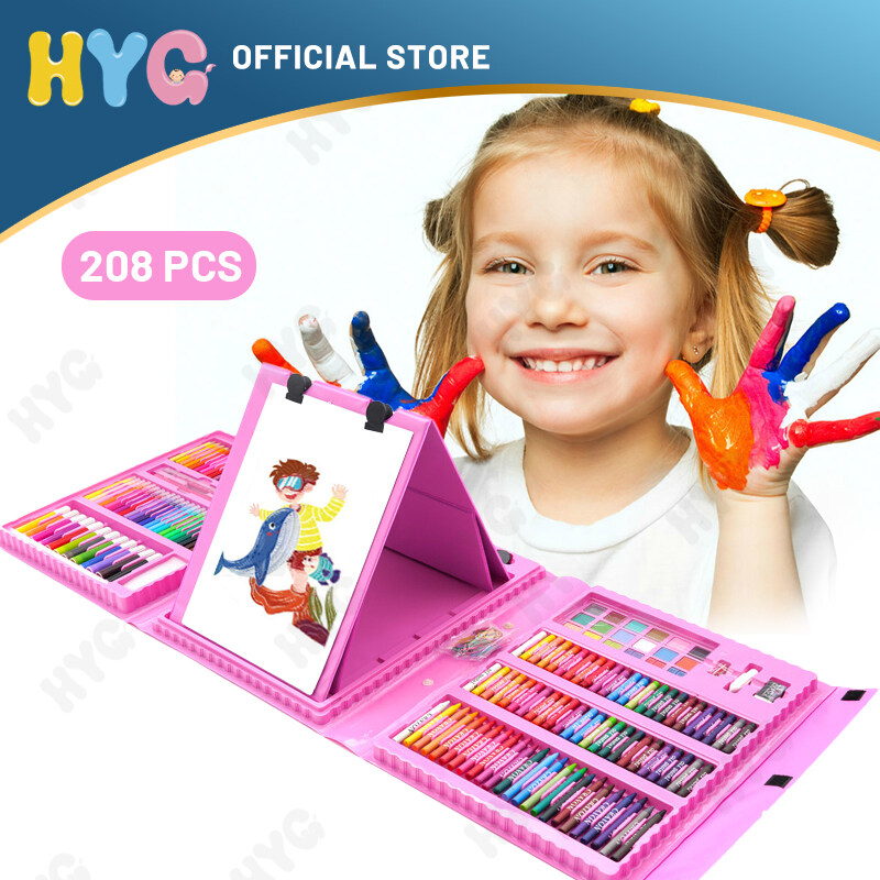 208 PCS Kids Painting Coloring Set Draw Set Colored Pencil Crayon Watercolor Pens With Drawing Board Drawing Set Toy School Supplies Kid Gifts