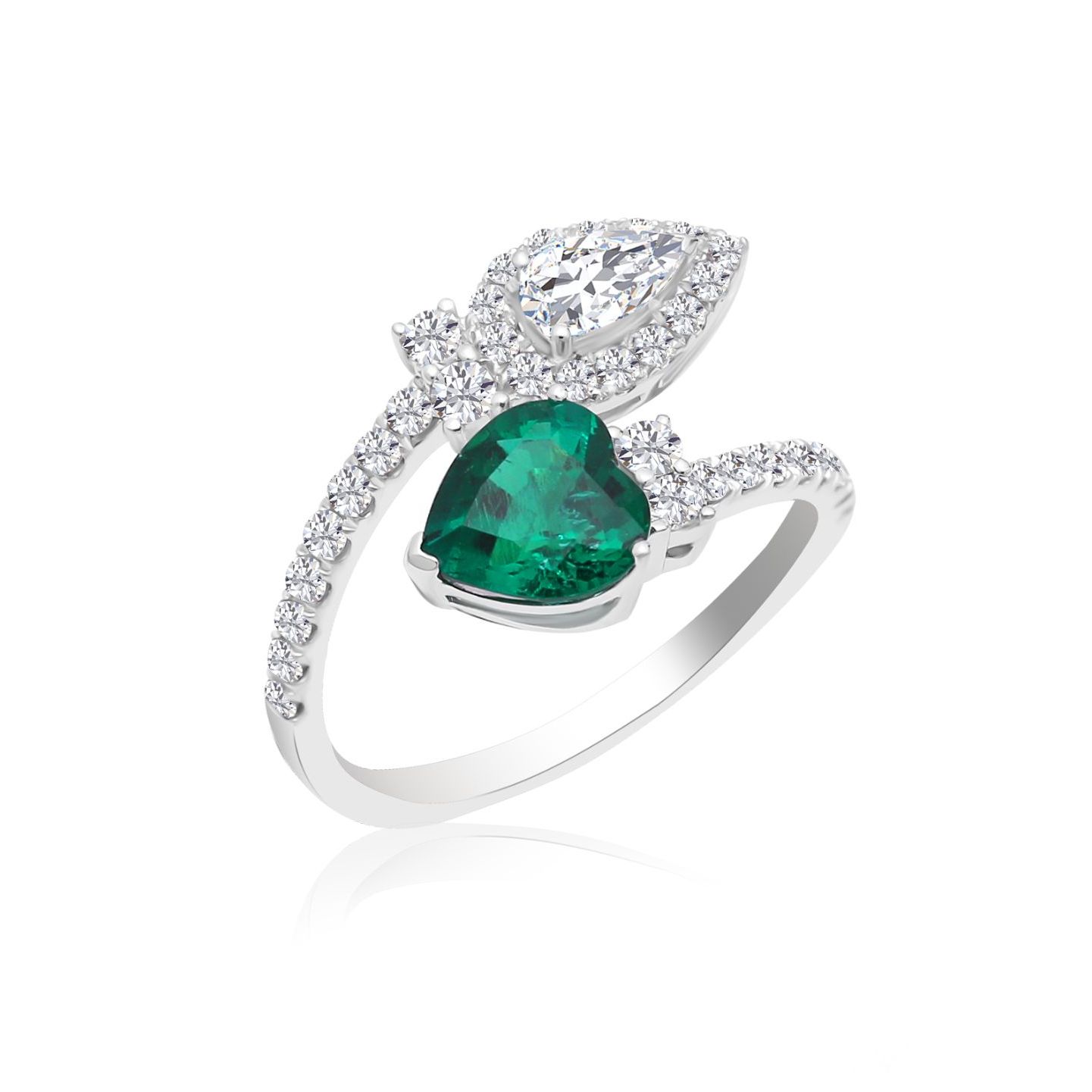 TAKA Jewellery Lab Grown Emerald Diamond Ring 10K