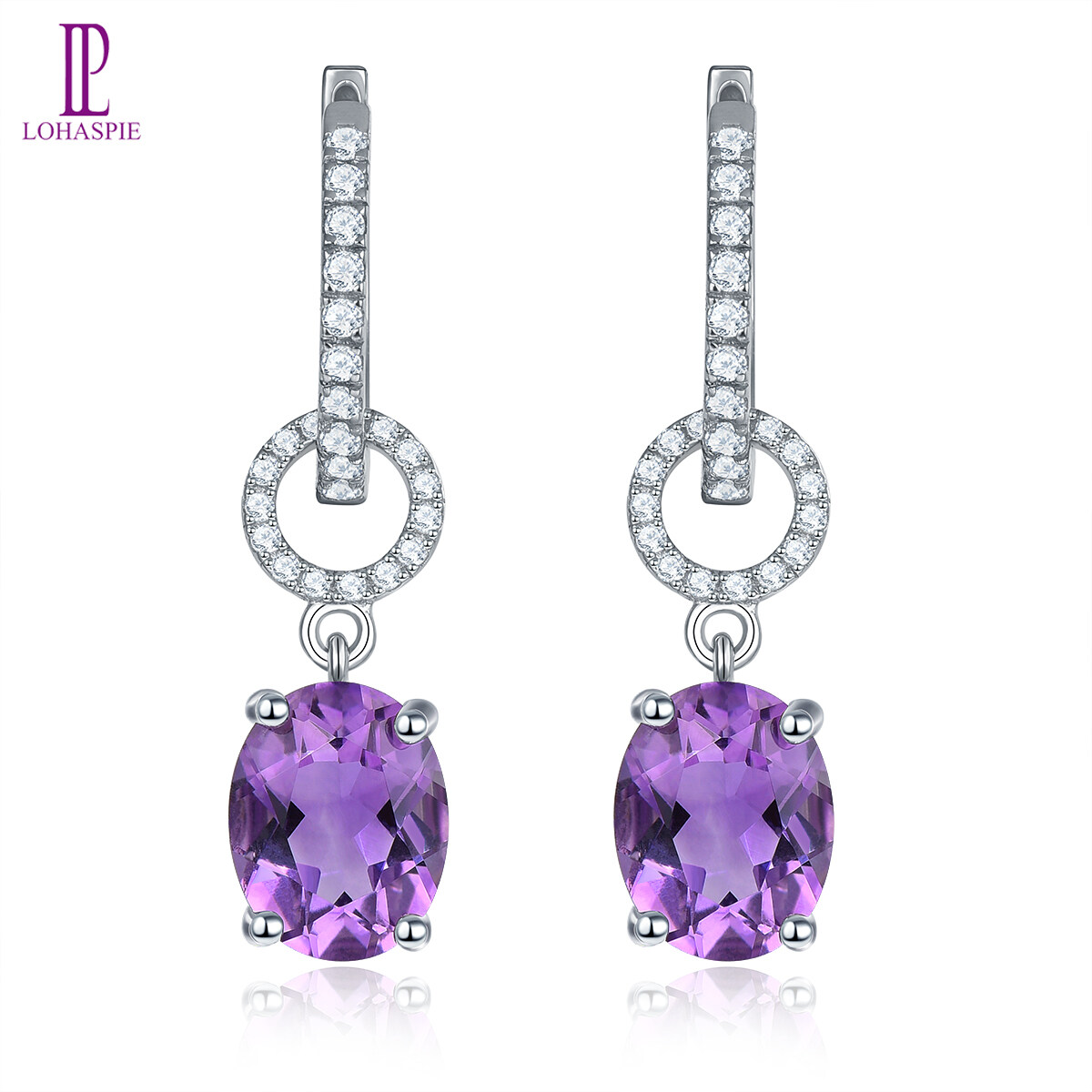 3.4 Carats Earring Silver 925 Original Sale Natural Amethyst Drop Earrings Purple Gemstone Amethyst Earrings For Women Jewelry Birthday Gifts
